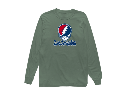 Los Angeles Baseball Stealie Grateful Dead Long-Sleeve — Los Angeles Angels — Light Green