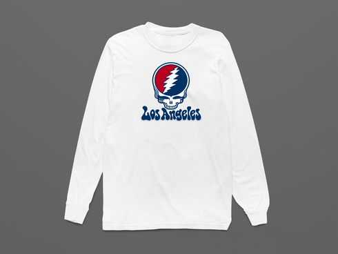 Los Angeles Baseball Stealie Grateful Dead Long-Sleeve — Los Angeles Angels — White