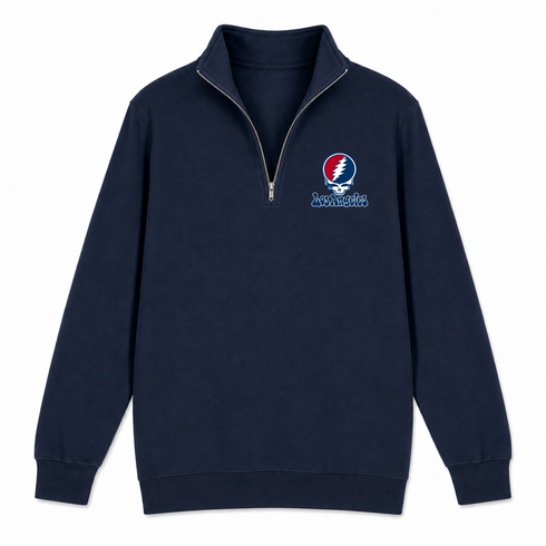 Los Angeles Baseball Stealie Grateful Dead Quarter-Zip — Los Angeles Angels — Navy