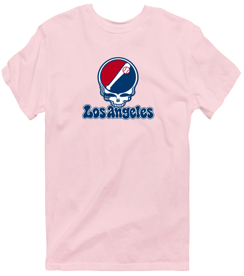 Los Angeles Baseball Stealie Grateful Dead T-Shirt — Los Angeles Angels — Light Pink