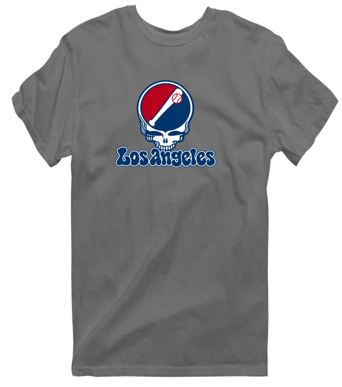 Los Angeles Baseball Stealie Grateful Dead T-Shirt — Los Angeles Angels — Charcoal