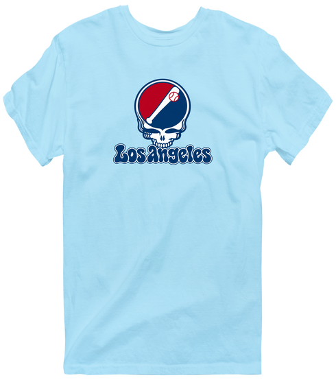 Los Angeles Baseball Stealie Grateful Dead T-Shirt — Los Angeles Angels — Light Blue