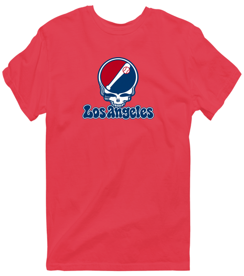 Los Angeles Baseball Stealie Grateful Dead T-Shirt — Los Angeles Angels — Heather Red