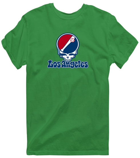 Los Angeles Baseball Stealie Grateful Dead T-Shirt — Los Angeles Angels — Irish Green