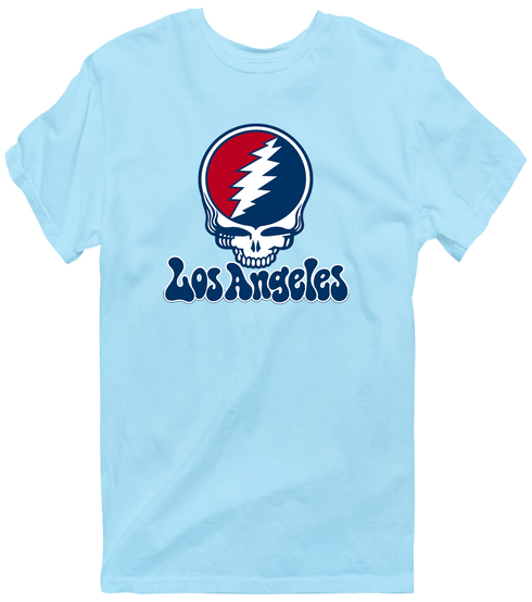 Los Angeles Baseball Stealie Grateful Dead T-Shirt — Los Angeles Angels — Light Blue