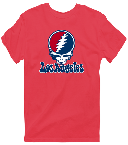 Los Angeles Baseball Stealie Grateful Dead T-Shirt — Los Angeles Angels — Heather Red