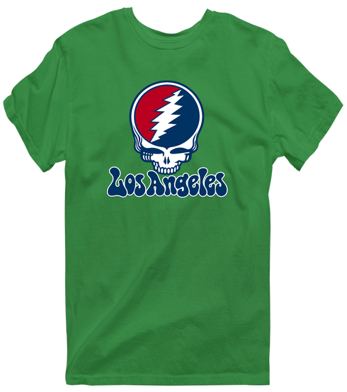Los Angeles Baseball Stealie Grateful Dead T-Shirt — Los Angeles Angels — Irish Green