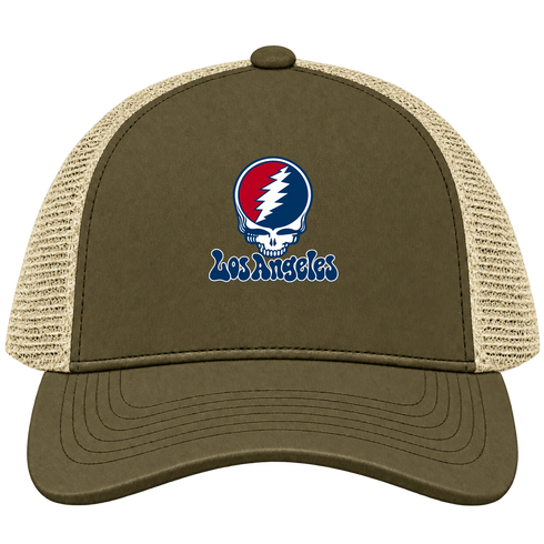 Los Angeles Baseball Stealie Grateful Dead Trucker Cap — Los Angeles Angels — Moss/Khaki