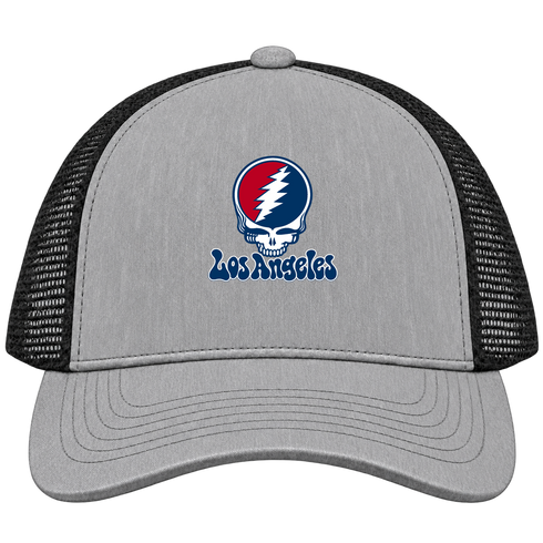 Los Angeles Baseball Stealie Grateful Dead Trucker Cap — Los Angeles Angels — Heather Grey/Black