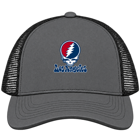 Los Angeles Baseball Stealie Grateful Dead Trucker Cap — Los Angeles Angels — Charcoal/Black