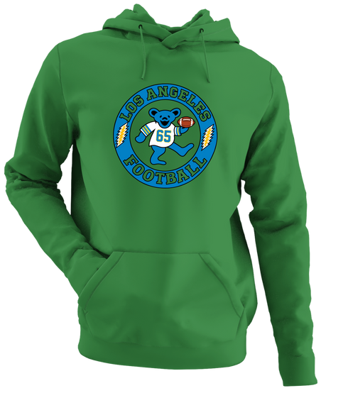 Los Angeles Football Dancing Bear Premium Hoodie — Los Angeles Chargers — Irish Green