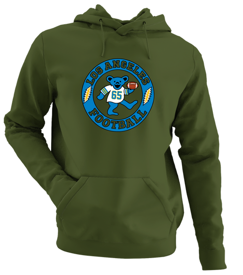 Los Angeles Football Dancing Bear Premium Hoodie — Los Angeles Chargers — Military Green