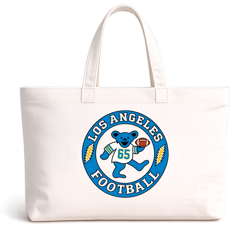 Los Angeles Football Dancing Bear Premium Tote Bag — Los Angeles Chargers — White