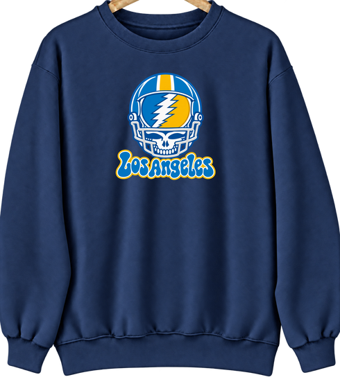 Los Angeles Helmet Stealie Premium Unisex Crewneck — Los Angeles Chargers — Navy