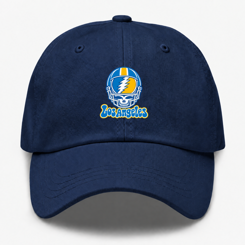 Los Angeles Helmet Stealie Premium Unisex Dad Hat — Los Angeles Chargers — Navy