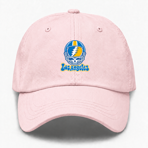 Los Angeles Helmet Stealie Premium Unisex Dad Hat — Los Angeles Chargers — Pink