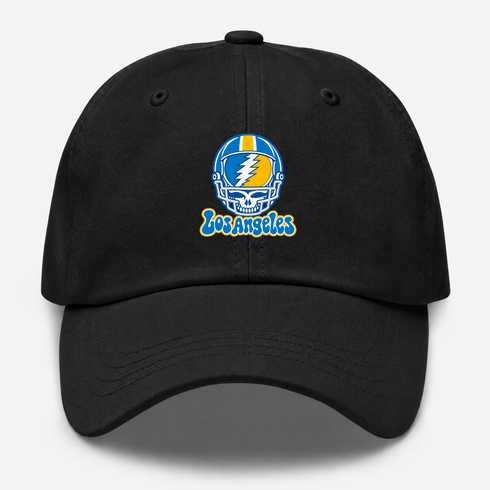 Los Angeles Helmet Stealie Premium Unisex Dad Hat — Los Angeles Chargers — Black