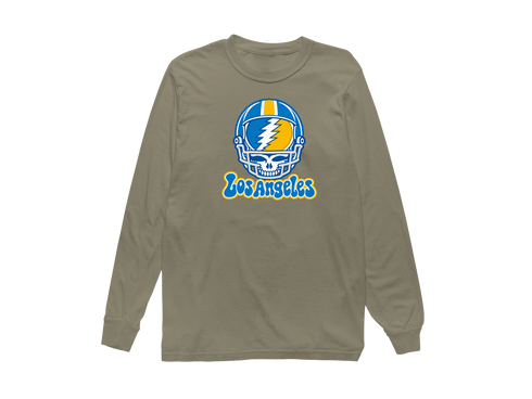 Los Angeles Helmet Stealie Premium Unisex Long-Sleeve — Los Angeles Chargers — Sandstone