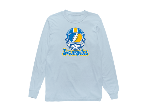 Los Angeles Helmet Stealie Premium Unisex Long-Sleeve — Los Angeles Chargers — Chambray