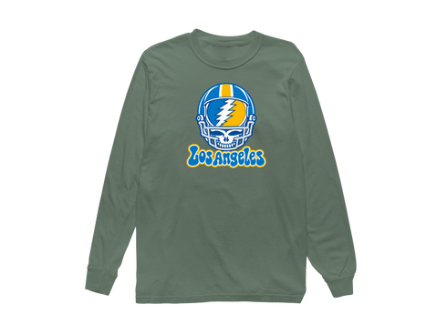 Los Angeles Helmet Stealie Premium Unisex Long-Sleeve — Los Angeles Chargers — Light Green