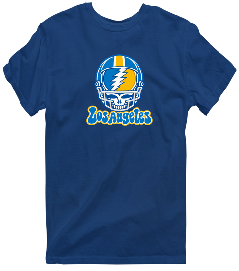 Los Angeles Helmet Stealie Premium Unisex T-Shirt — Los Angeles Chargers — Navy
