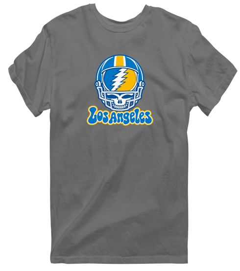 Los Angeles Helmet Stealie Premium Unisex T-Shirt — Los Angeles Chargers — Charcoal