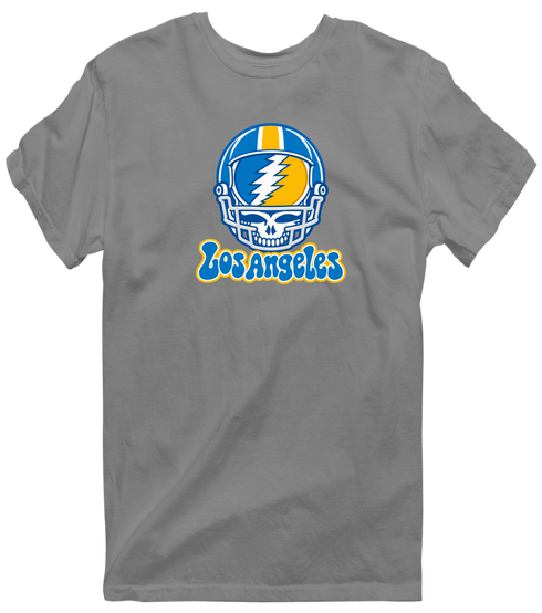 Los Angeles Helmet Stealie Premium Unisex T-Shirt — Los Angeles Chargers — Dark Heather