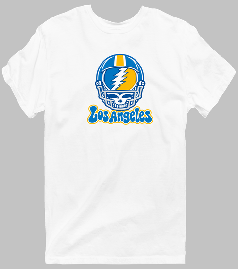 Los Angeles Helmet Stealie Premium Unisex T-Shirt — Los Angeles Chargers — White