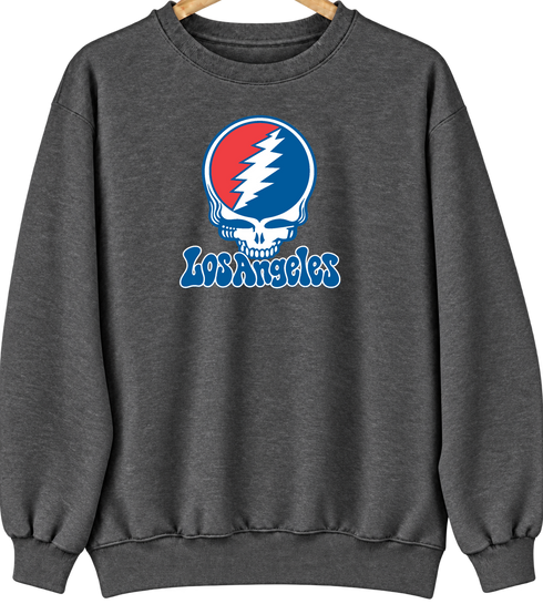 Los Angeles Baseball Stealie Grateful Dead Crewneck — Los Angeles Dodgers — Dark Heather