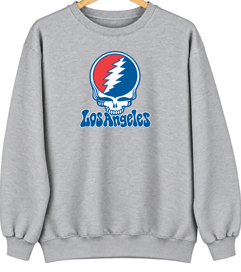 Los Angeles Baseball Stealie Grateful Dead Crewneck — Los Angeles Dodgers — Sport Grey