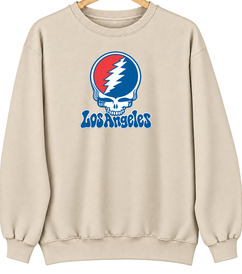Los Angeles Baseball Stealie Grateful Dead Crewneck — Los Angeles Dodgers — Sand