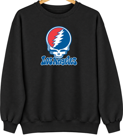Los Angeles Baseball Stealie Grateful Dead Crewneck — Los Angeles Dodgers — Black