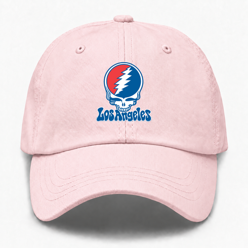 Los Angeles Baseball Stealie Grateful Dead Dad Hat — Los Angeles Dodgers — Pink