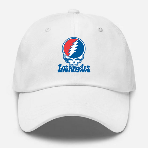 Los Angeles Baseball Stealie Grateful Dead Dad Hat — Los Angeles Dodgers — White