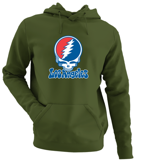 Los Angeles Baseball Stealie Grateful Dead Hoodie — Los Angeles Dodgers — Military Green