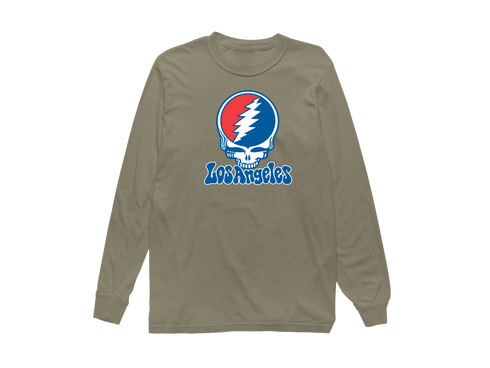 Los Angeles Baseball Stealie Grateful Dead Long-Sleeve — Los Angeles Dodgers — Sandstone