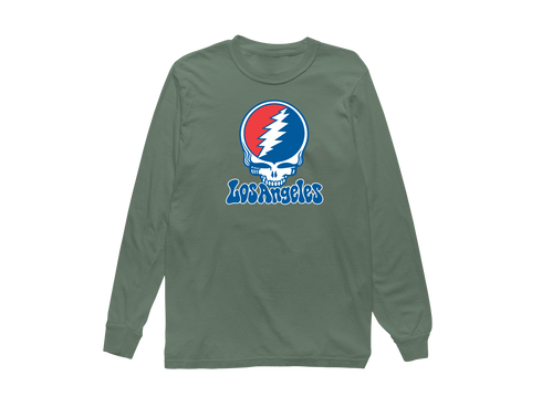 Los Angeles Baseball Stealie Grateful Dead Long-Sleeve — Los Angeles Dodgers — Light Green