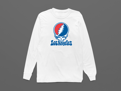 Los Angeles Baseball Stealie Grateful Dead Long-Sleeve — Los Angeles Dodgers — White