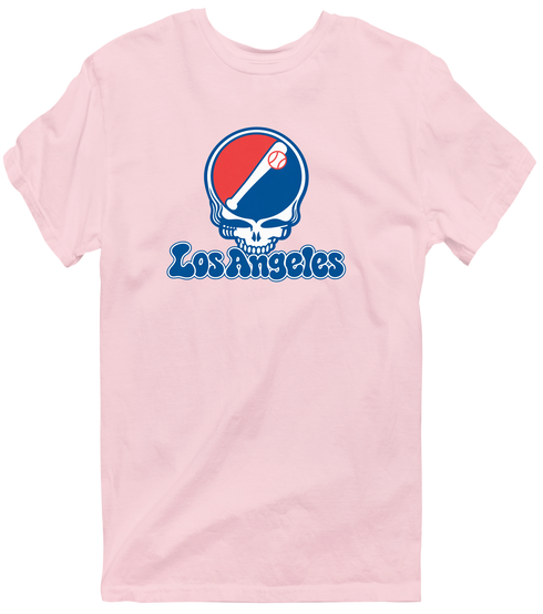 Los Angeles Baseball Stealie Grateful Dead T-Shirt — Los Angeles Dodgers — Light Pink