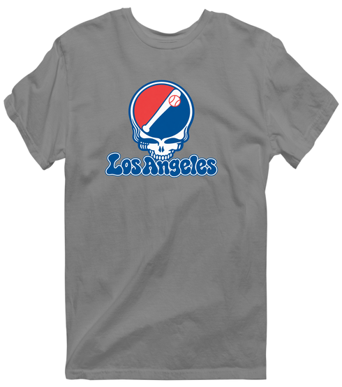 Los Angeles Baseball Stealie Grateful Dead T-Shirt — Los Angeles Dodgers — Dark Heather