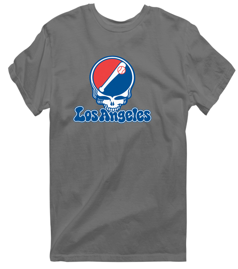Los Angeles Baseball Stealie Grateful Dead T-Shirt — Los Angeles Dodgers — Charcoal