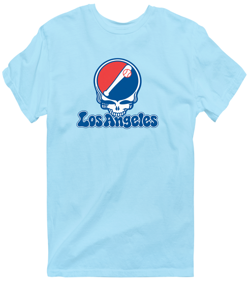 Los Angeles Baseball Stealie Grateful Dead T-Shirt — Los Angeles Dodgers — Light Blue