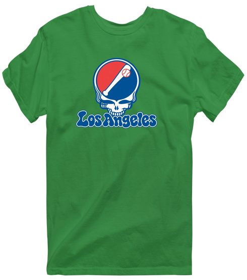 Los Angeles Baseball Stealie Grateful Dead T-Shirt — Los Angeles Dodgers — Irish Green