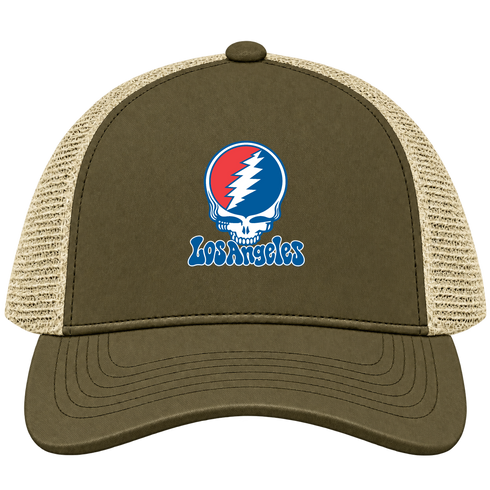 Los Angeles Baseball Stealie Grateful Dead Trucker Cap — Los Angeles Dodgers — Moss/Khaki