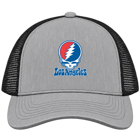Los Angeles Baseball Stealie Grateful Dead Trucker Cap — Los Angeles Dodgers — Heather Grey/Black