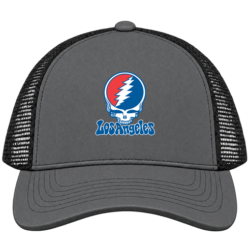 Los Angeles Baseball Stealie Grateful Dead Trucker Cap — Los Angeles Dodgers — Charcoal/Black