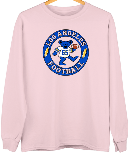 Los Angeles Football Dancing Bear Premium Crewneck — Los Angeles Rams — Light Pink