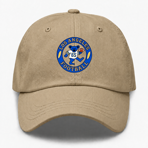 Los Angeles Football Dancing Bear Premium Dad Hat — Los Angeles Rams — Khaki