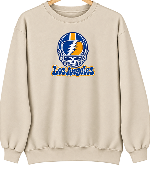 Los Angeles Helmet Stealie Premium Unisex Crewneck — Los Angeles Rams — Sand