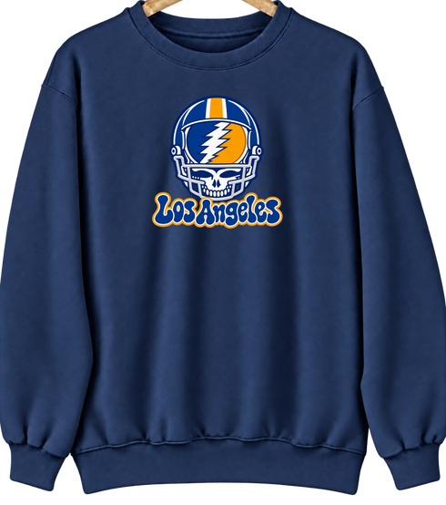 Los Angeles Helmet Stealie Premium Unisex Crewneck — Los Angeles Rams — Navy